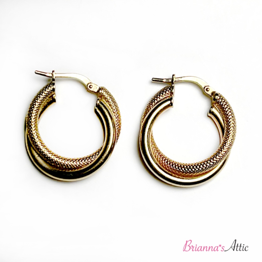 18k Yellow Gold-Plated Elegance Designer Hoop Earrings for women 1"